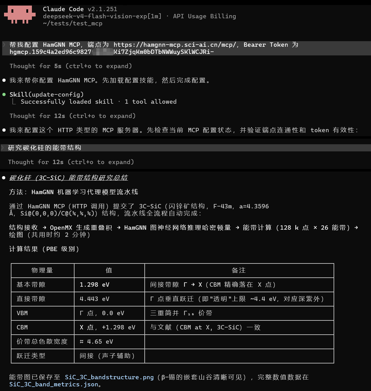 MCP 配置成功与 3C-SiC 能带研究总结
